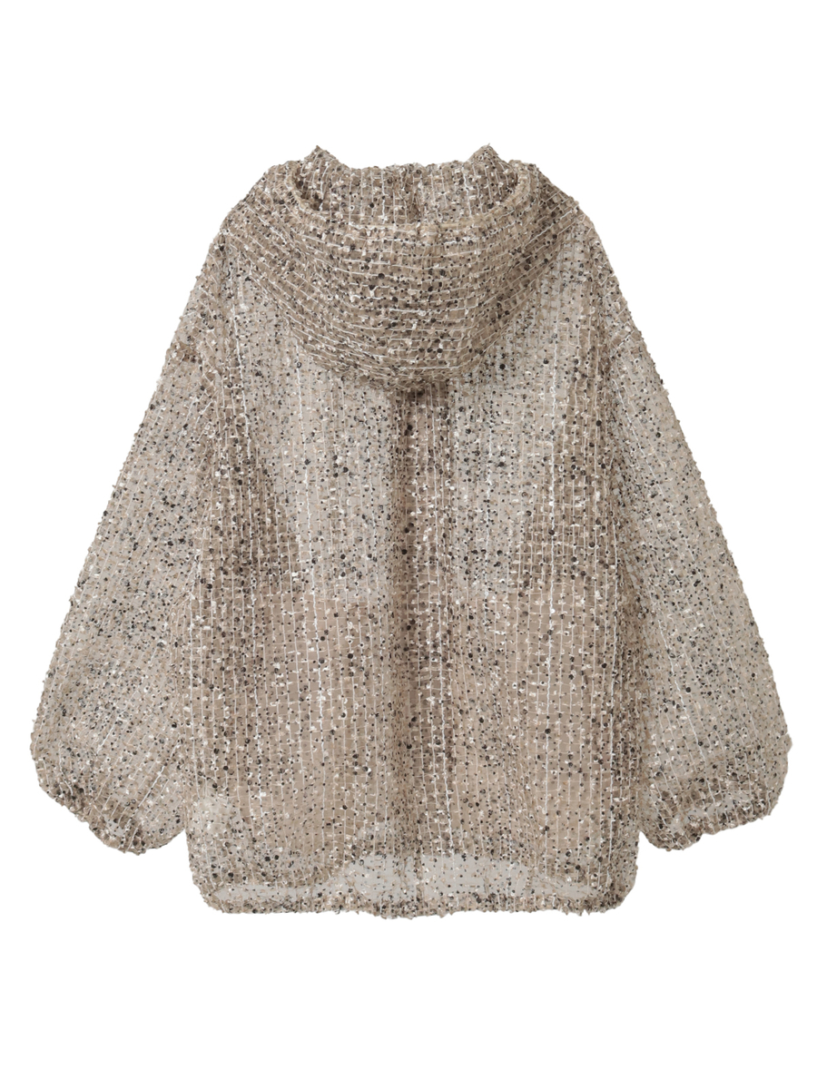 フロッキードットpt.チェックチュールフーディジャケット 詳細画像 クロ 2