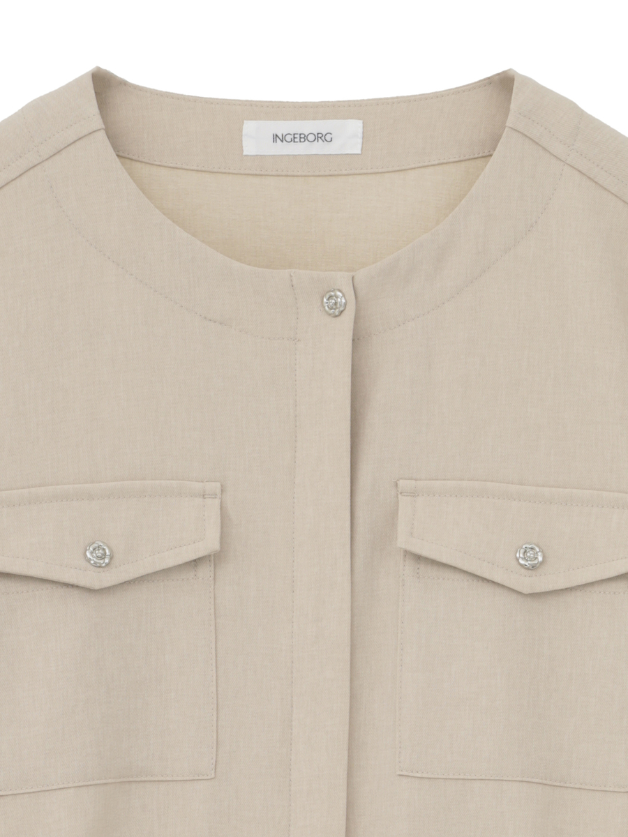 透かしコード刺繍ノーカラージャケット 詳細画像 シロ 3