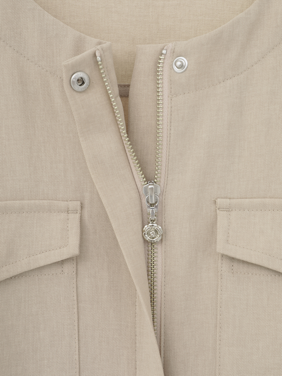 透かしコード刺繍ノーカラージャケット 詳細画像 シロ 4