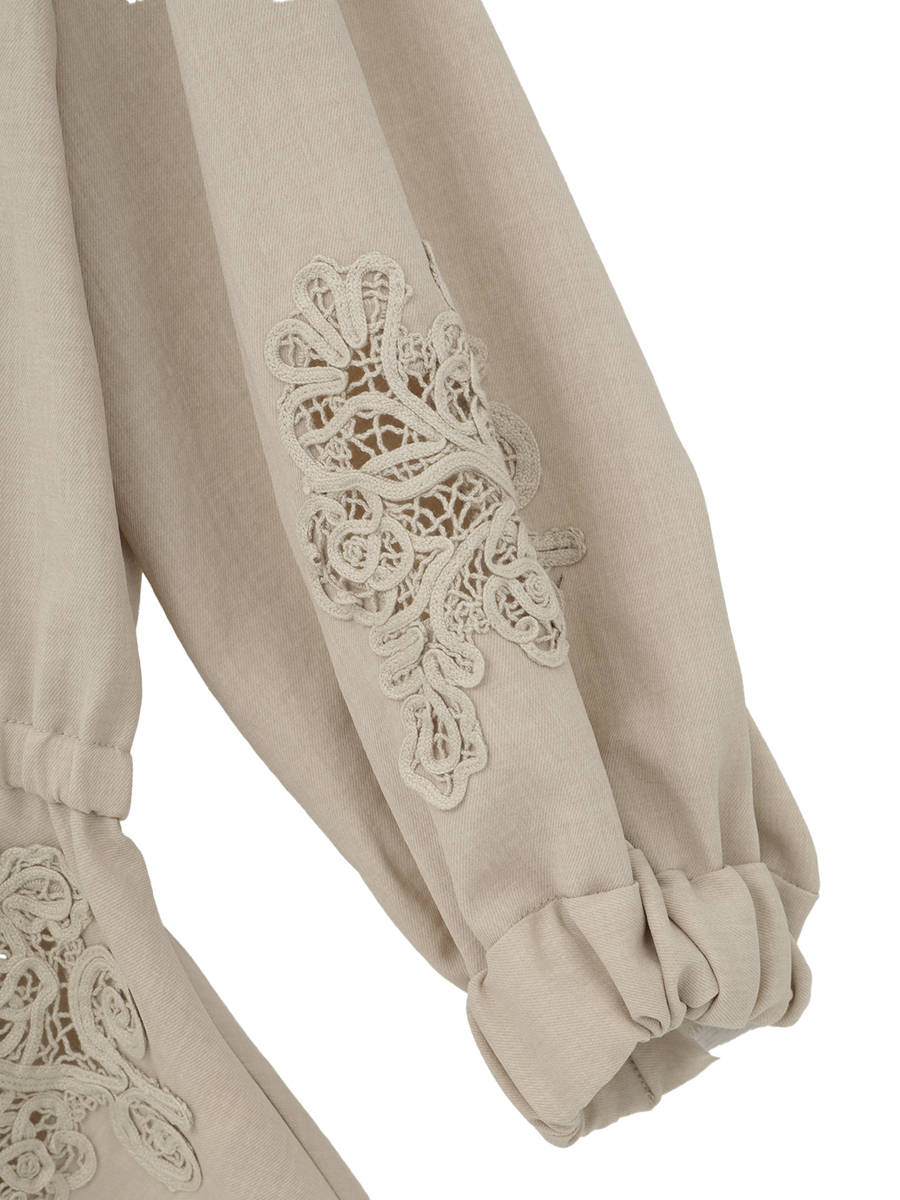 透かしコード刺繍ノーカラージャケット 詳細画像 シロ 5