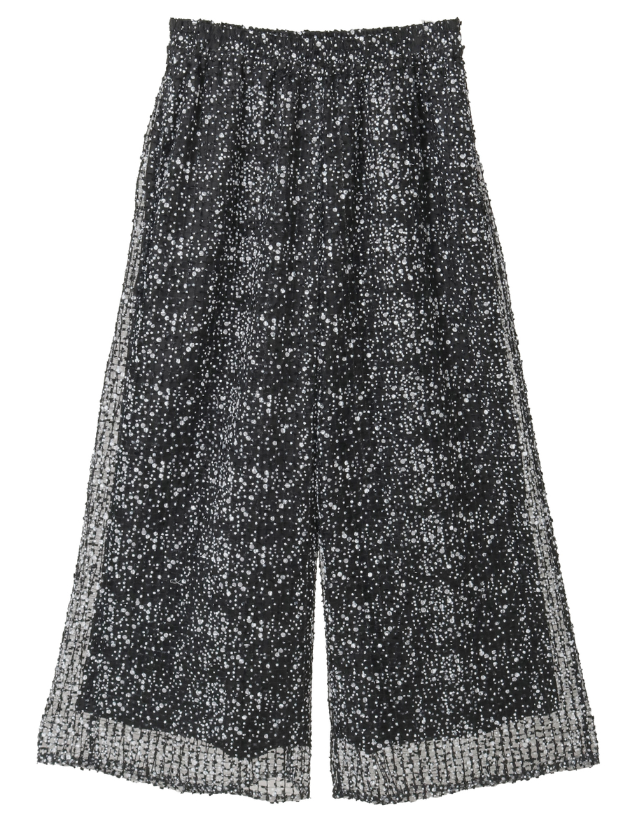 フロッキードットpt.チェックチュールワイドパンツ 詳細画像 クロ 1