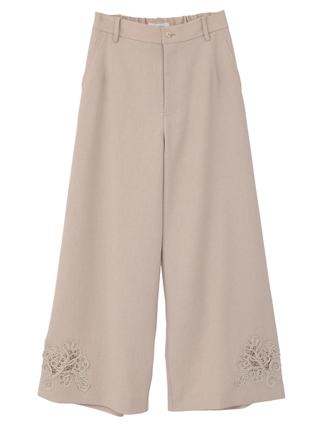 透かしコード刺繍ワイドパンツ