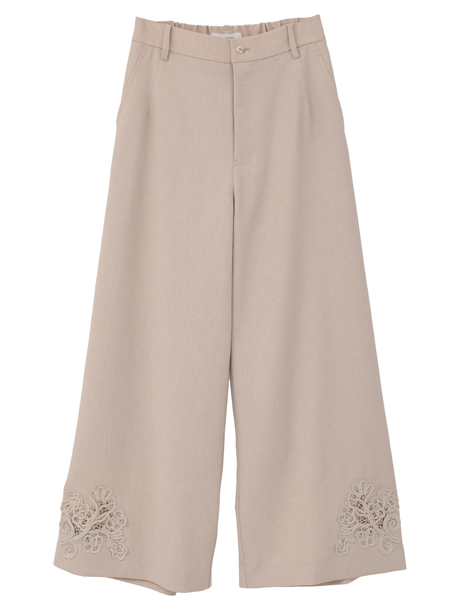 透かしコード刺繍ワイドパンツ 詳細画像 シロ 1