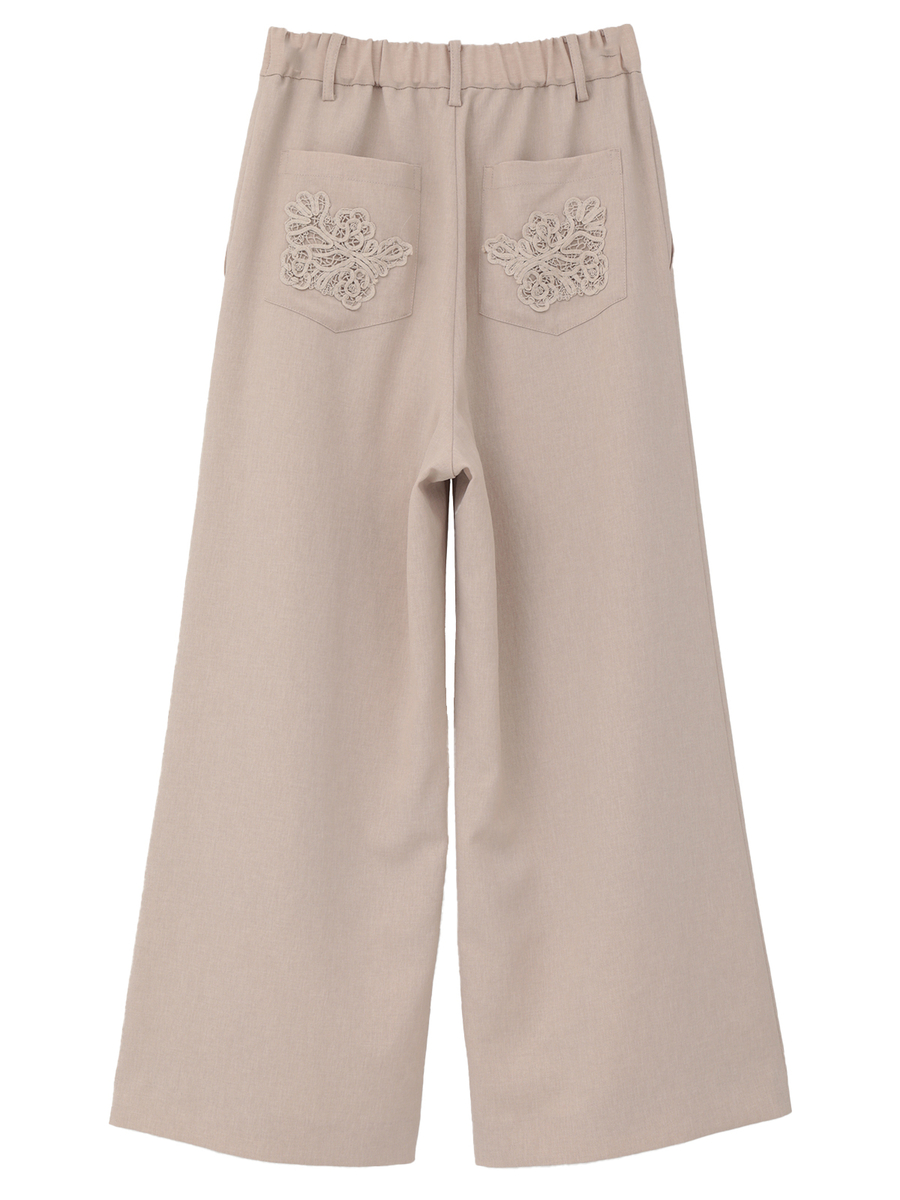 透かしコード刺繍ワイドパンツ 詳細画像 シロ 2