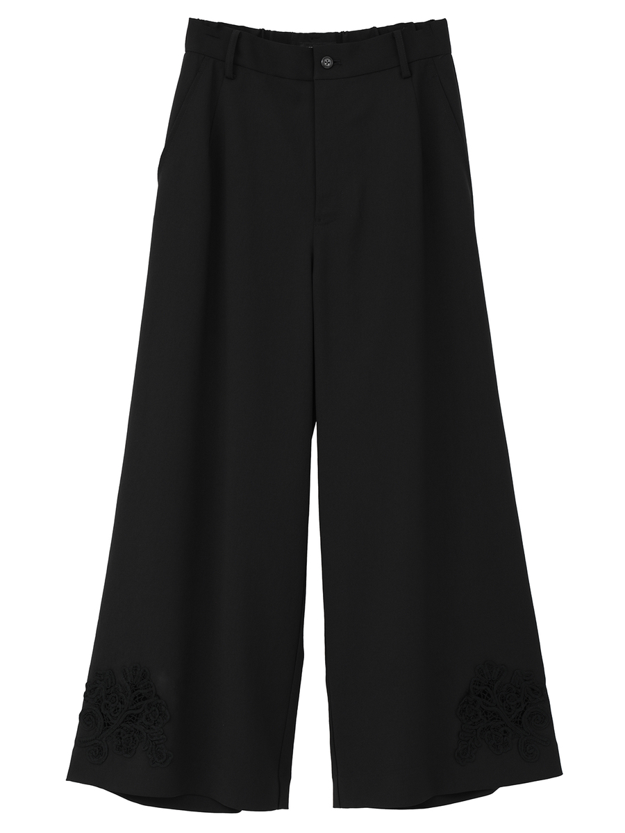 透かしコード刺繍ワイドパンツ 詳細画像 クロ 1