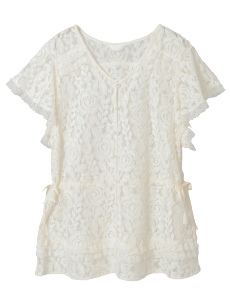 フラワーレースフレアースリーブベスト