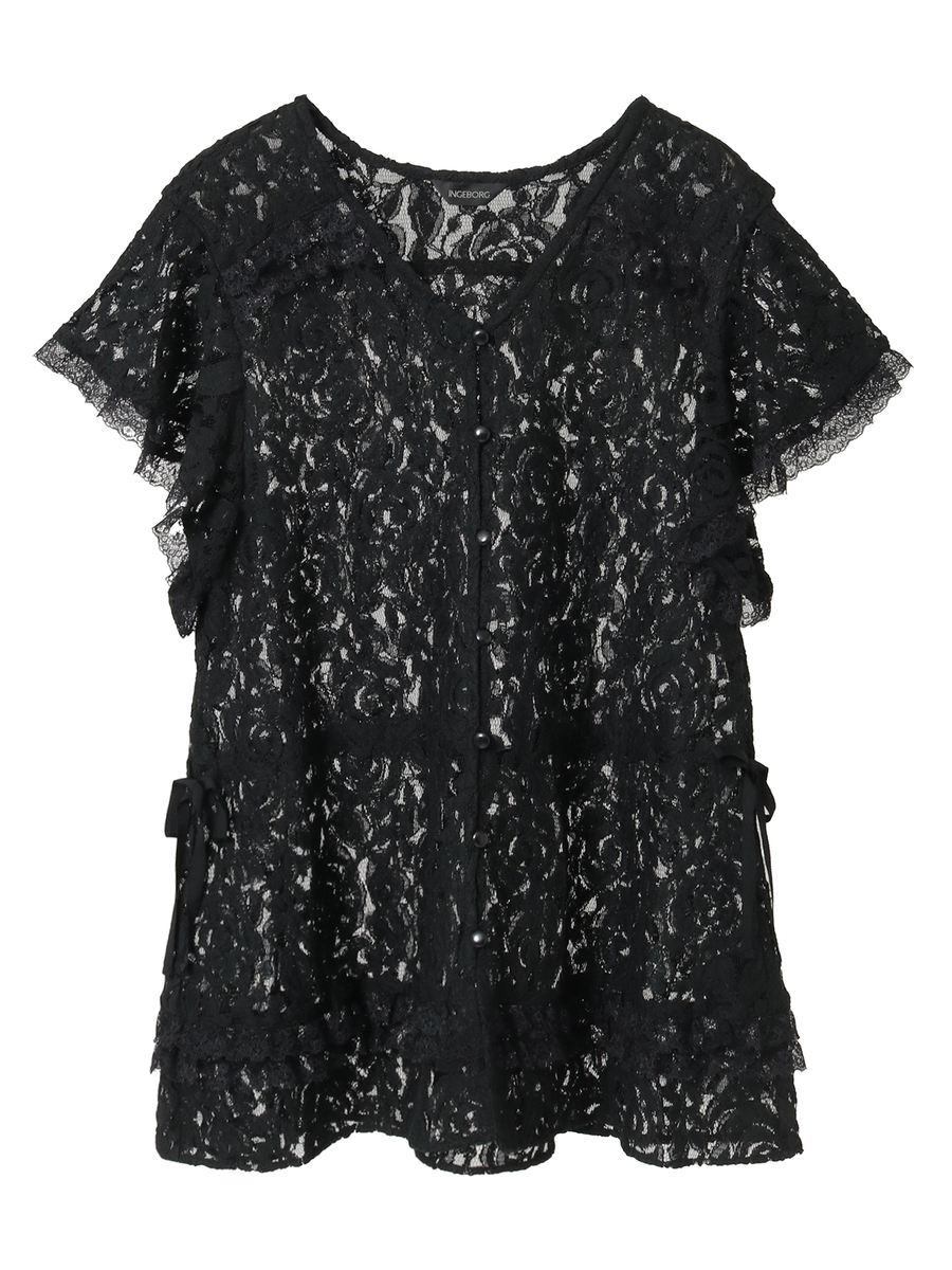 フラワーレースフレアースリーブベスト 詳細画像 クロ 1