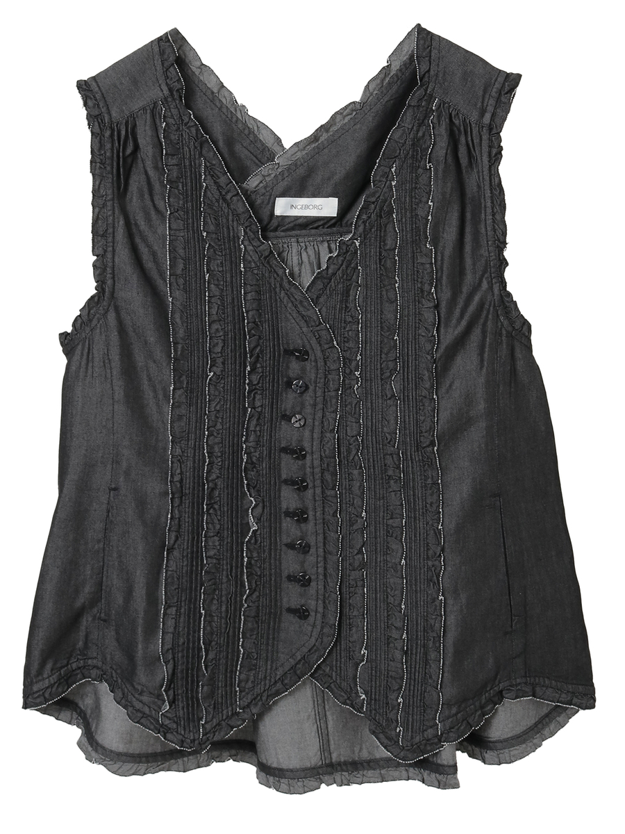 4.5ozデニムベスト 詳細画像 クロ 1