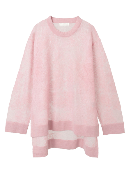 バラ柄レース編みニット