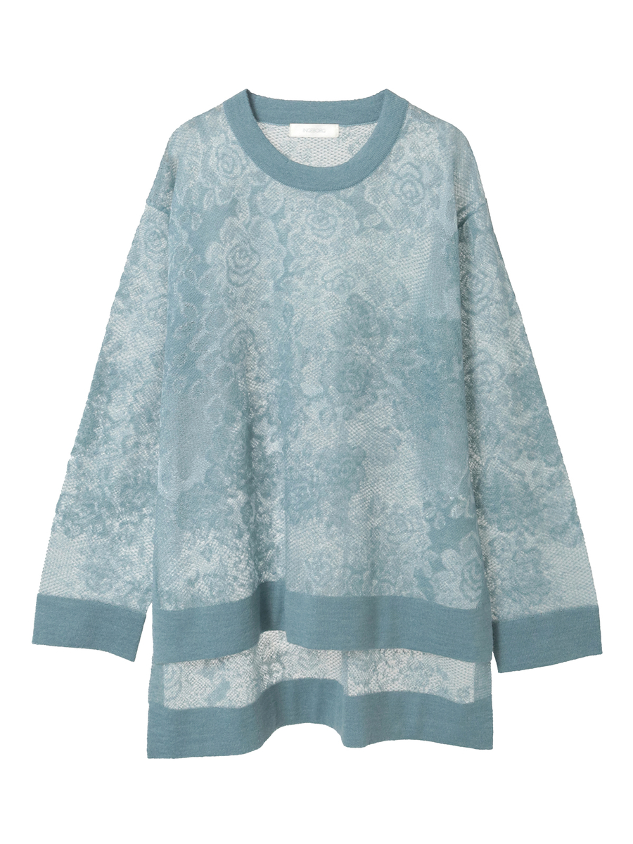 バラ柄レース編みニット 詳細画像 オフ 1