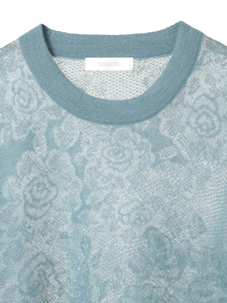 バラ柄レース編みニット 詳細画像 オフ 3