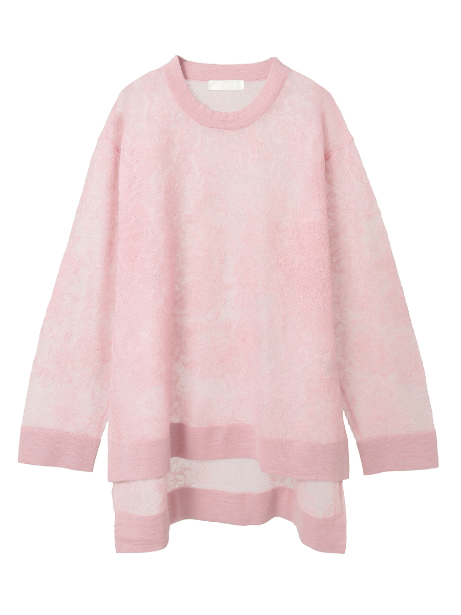 バラ柄レース編みニット 詳細画像 ピンク 1