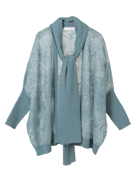 バラ柄レース編みニットボレロ