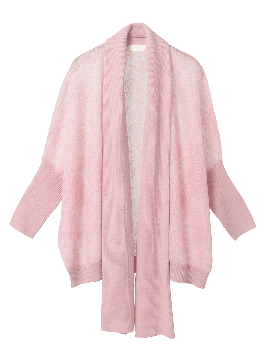 バラ柄レース編みニットボレロ 詳細画像 ピンク 2