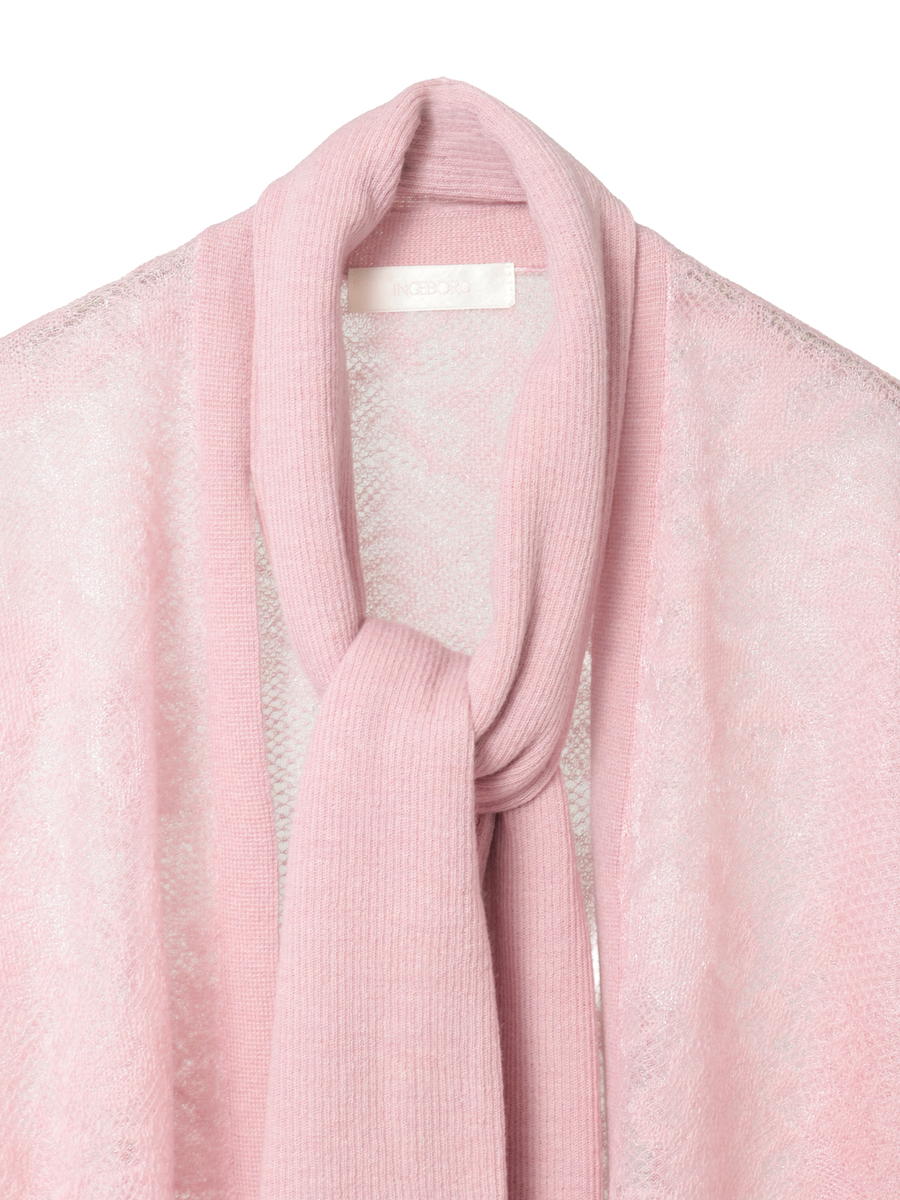 バラ柄レース編みニットボレロ 詳細画像 ピンク 3