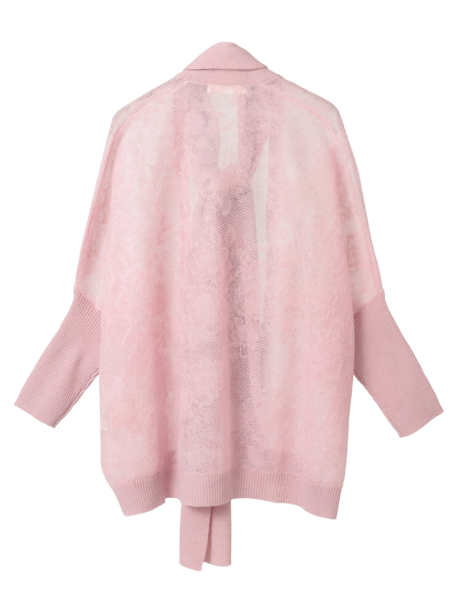 バラ柄レース編みニットボレロ 詳細画像 ピンク 7