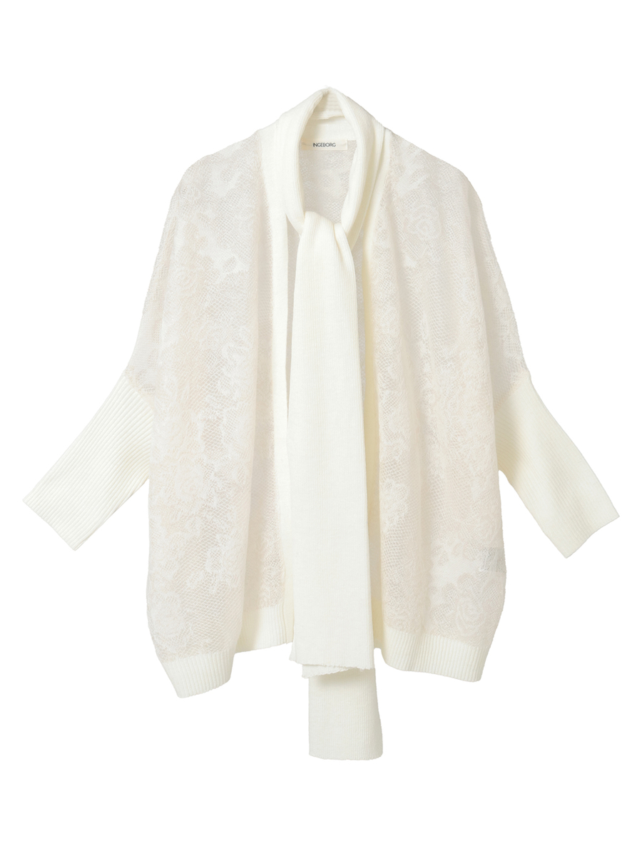 バラ柄レース編みニットボレロ 詳細画像 オフ 1