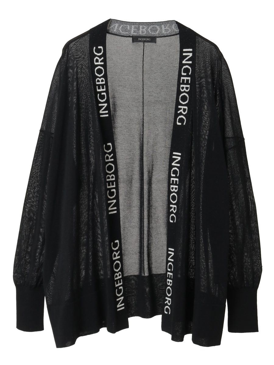 ロゴ使いニットカーディガン 詳細画像 クロ 1