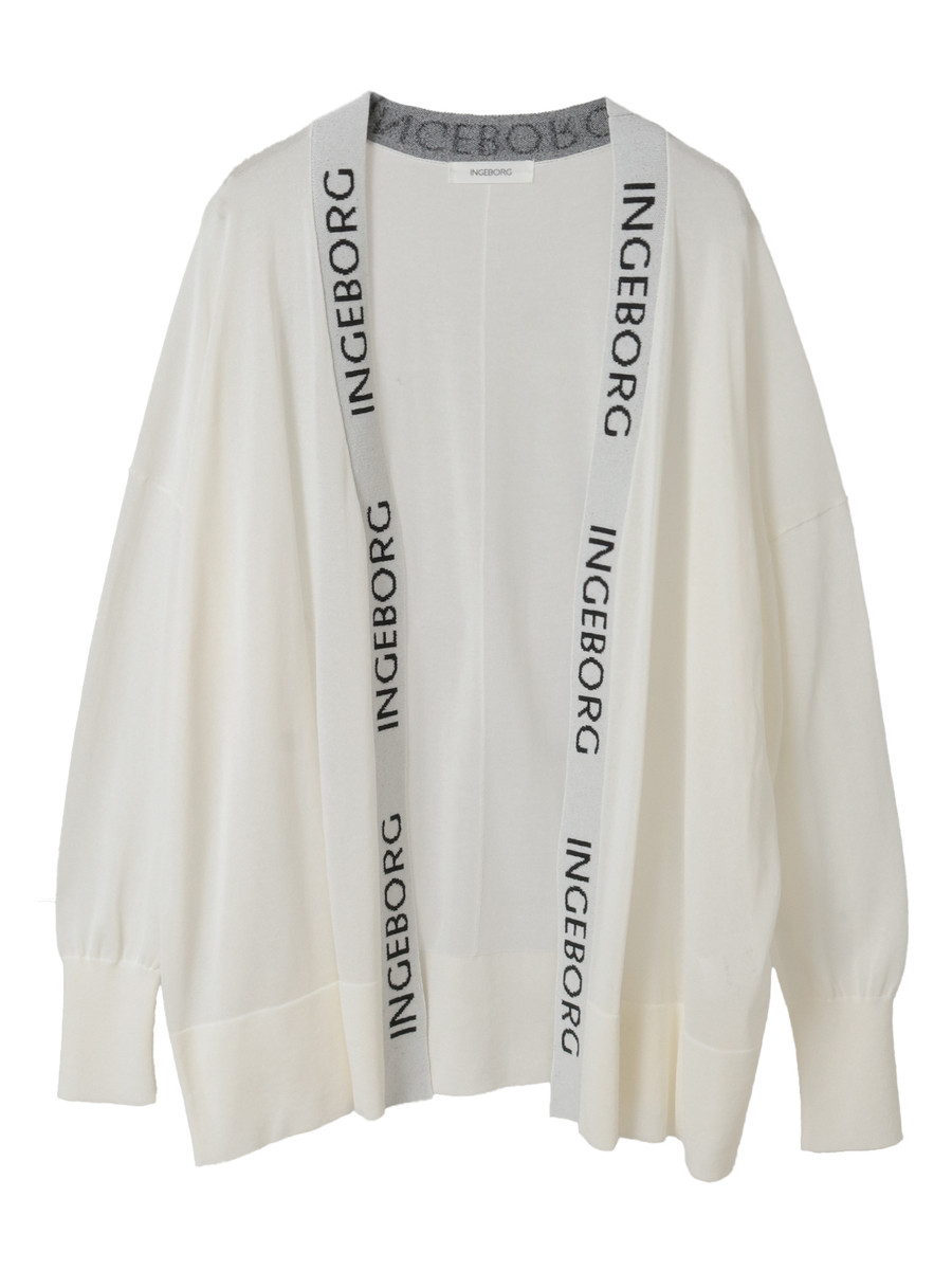 ロゴ使いニットカーディガン 詳細画像 シロ 1