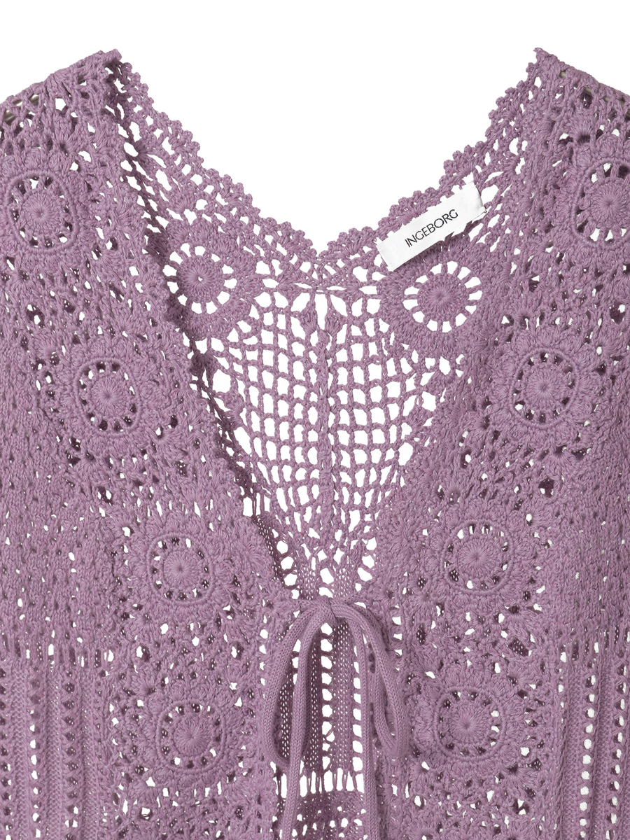 透かし編みパッチワークニットジレ 詳細画像 グリーン 3