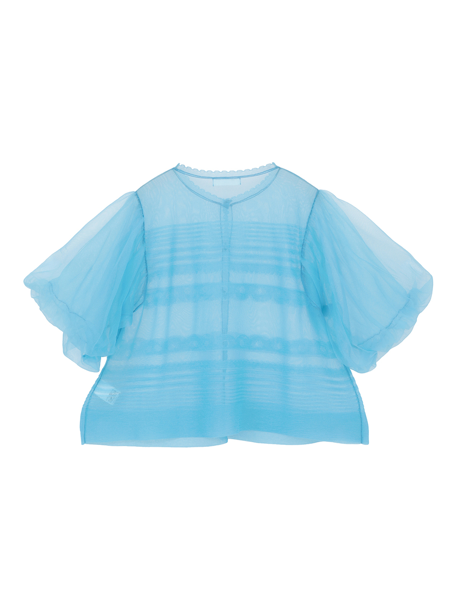 ボリュームスリーブニットカーディガン 詳細画像 ブルー 2