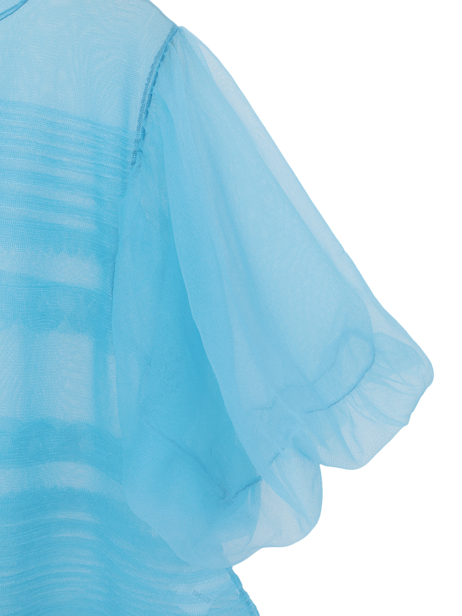 ボリュームスリーブニットカーディガン 詳細画像 ブルー 4