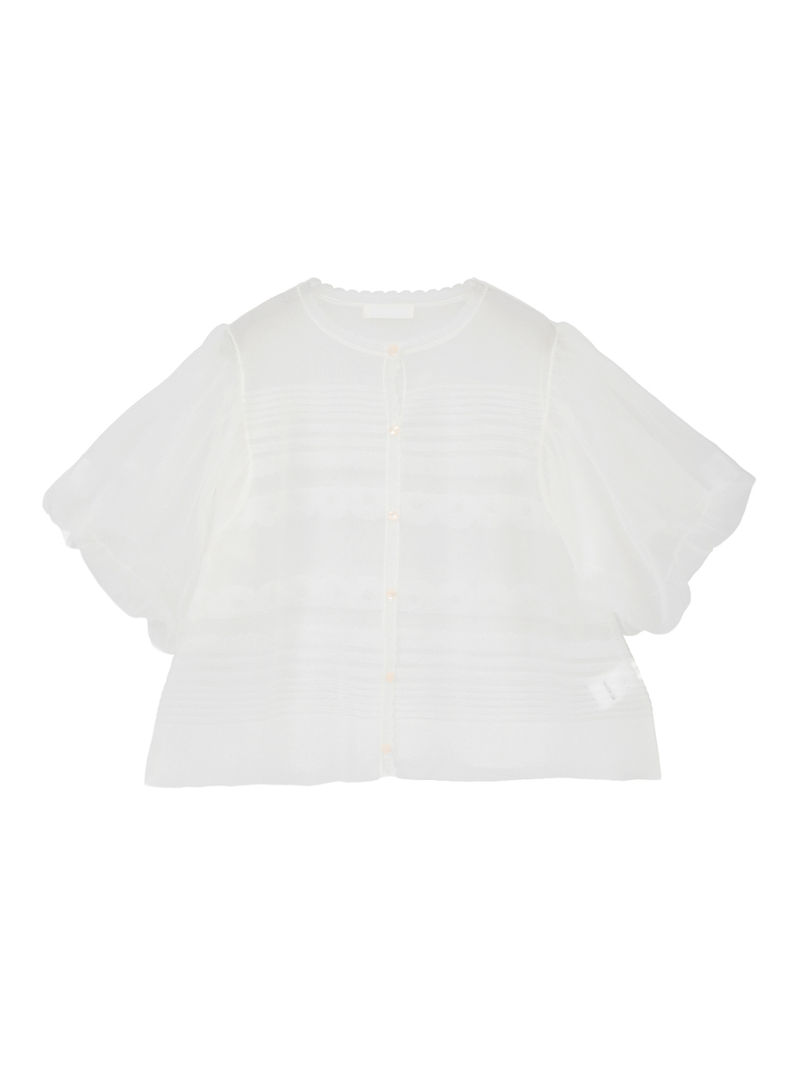 ボリュームスリーブニットカーディガン 詳細画像 シロ 1