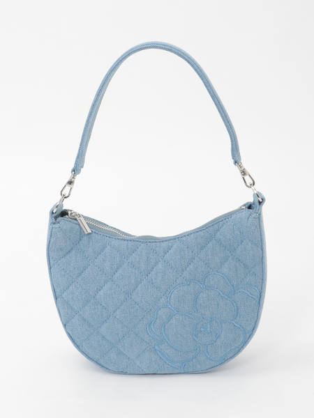 カメリア刺繍デニムバッグ