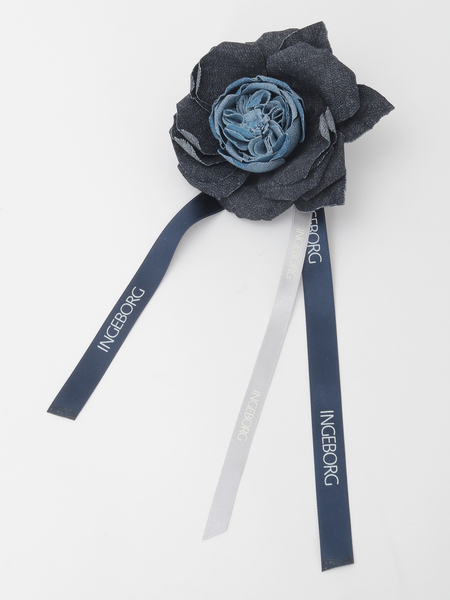デニムローズコサージュ