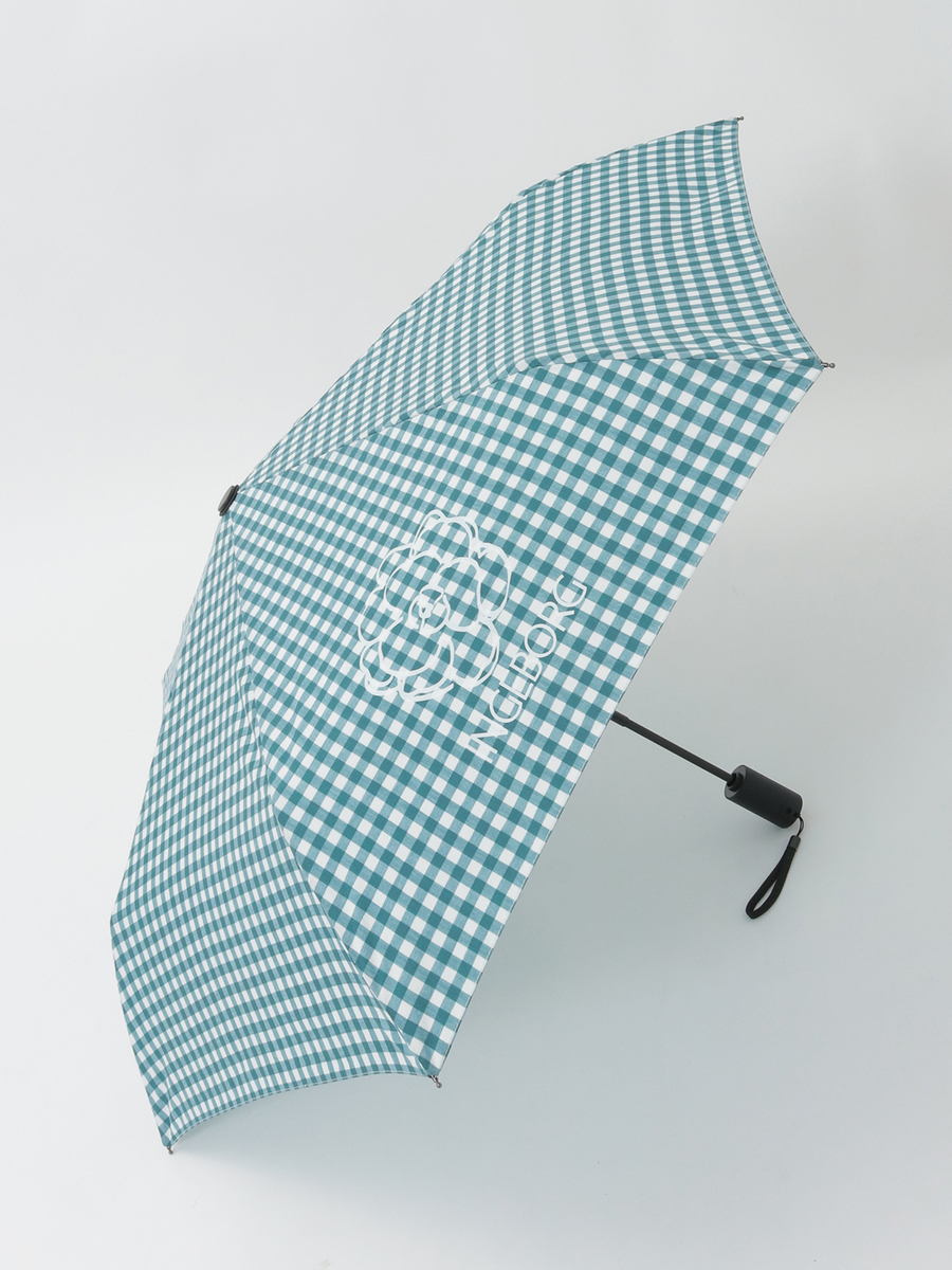 『雨を楽しむ』ギンガムチェック折りたたみ傘 詳細画像 グリーンギンガム 1