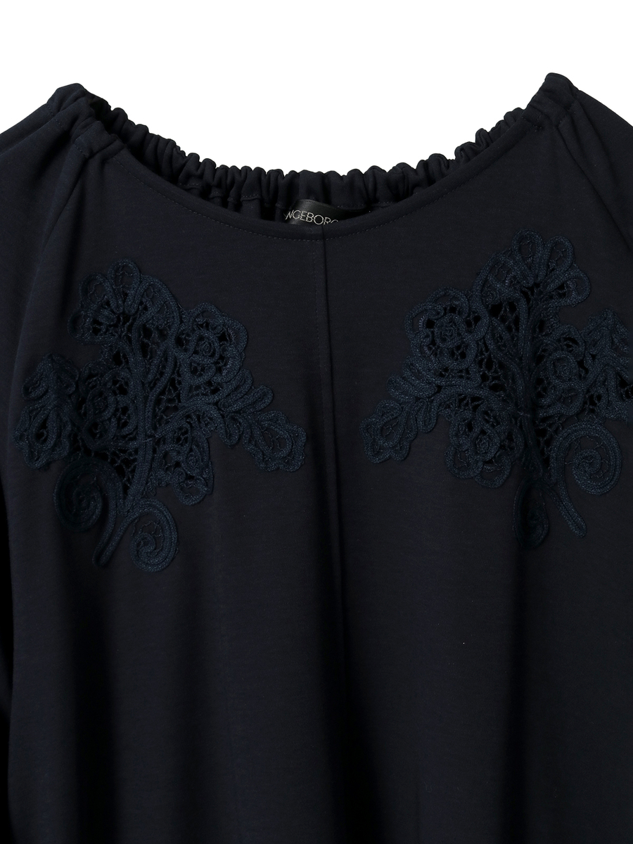 透かしコード刺繍カットソーワンピース 詳細画像 ネイビー 3