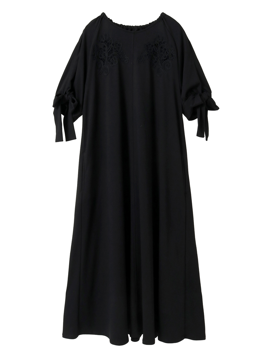 透かしコード刺繍カットソーワンピース 詳細画像 クロ 1