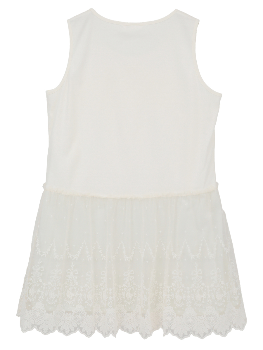 オリジナルローズチュール使いカットソーチュニック 詳細画像 シロ 2