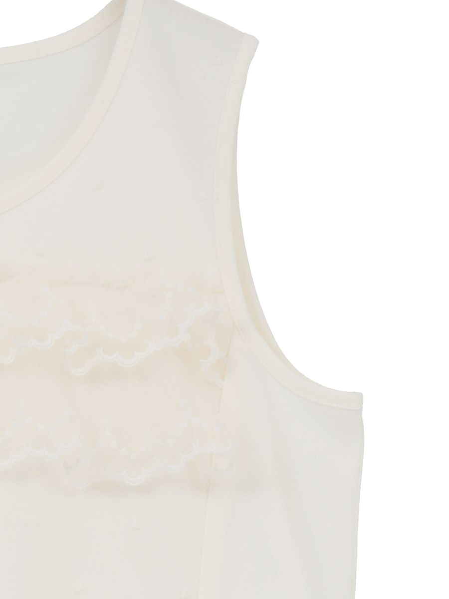 オリジナルローズチュール使いカットソーチュニック 詳細画像 シロ 4