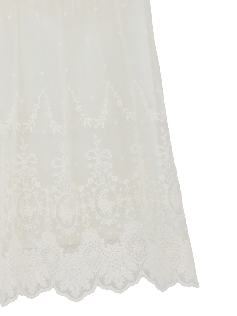 オリジナルローズチュール使いカットソーチュニック 詳細画像 シロ 5