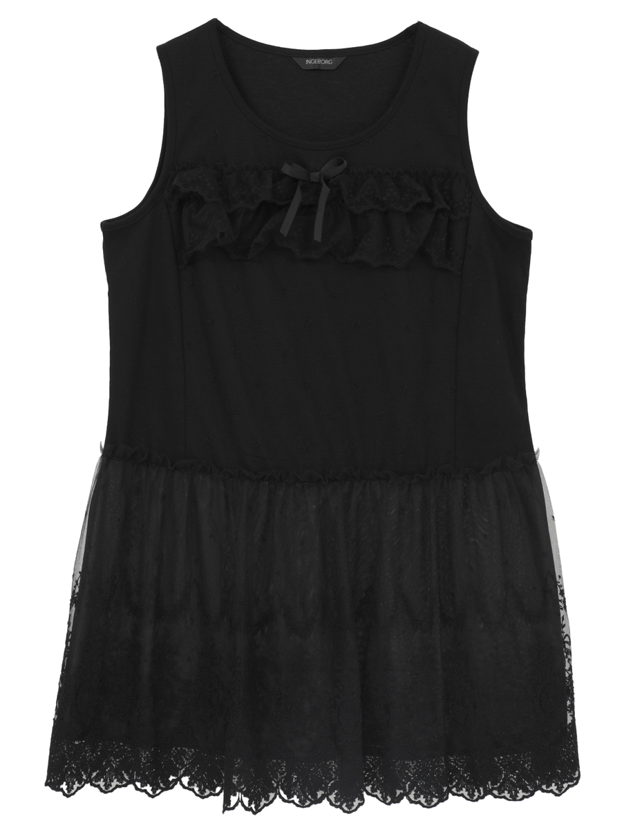 オリジナルローズチュール使いカットソーチュニック 詳細画像 クロ 1