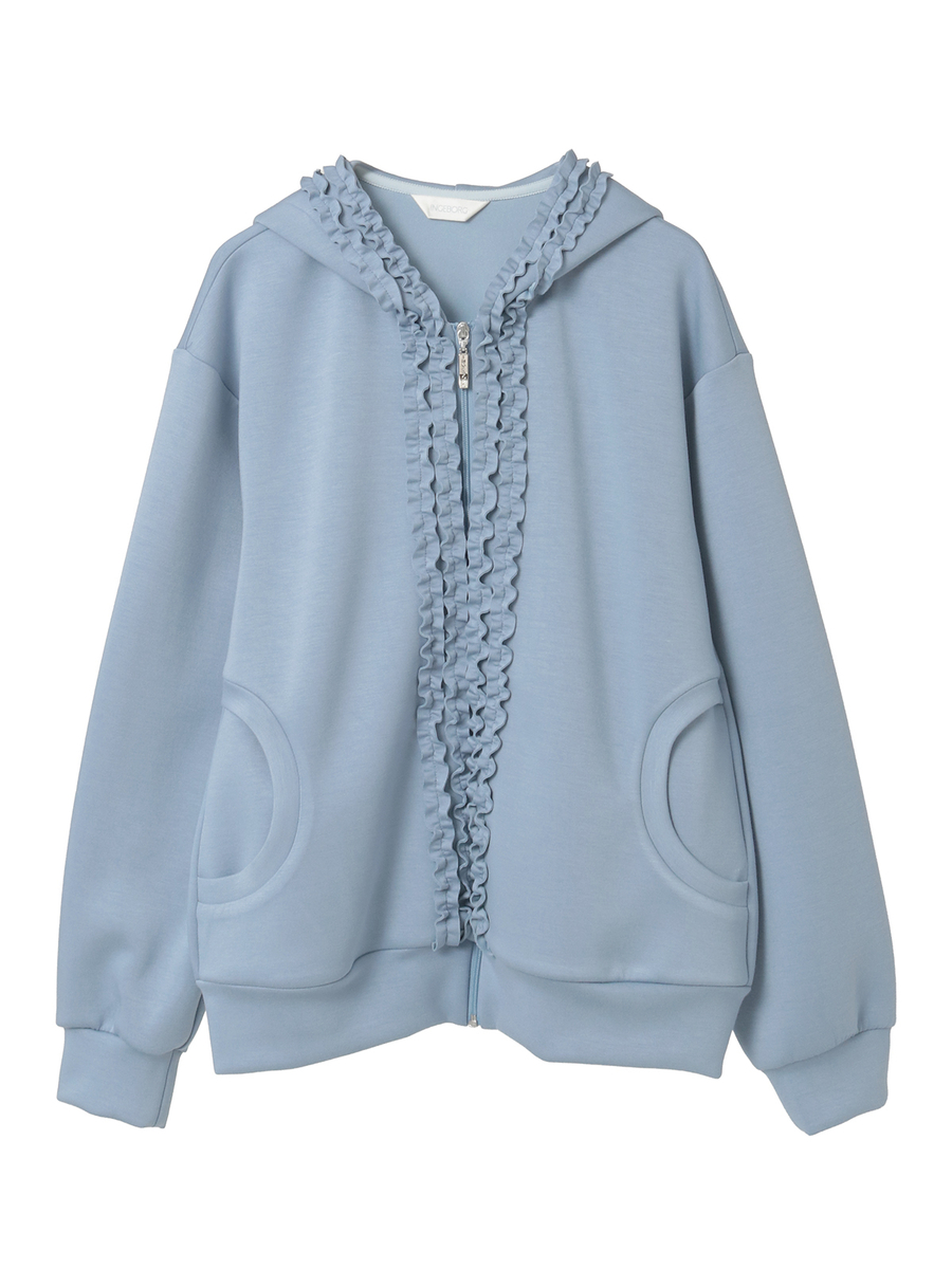 フリル使いカットソーパーカー 詳細画像 クロ 1