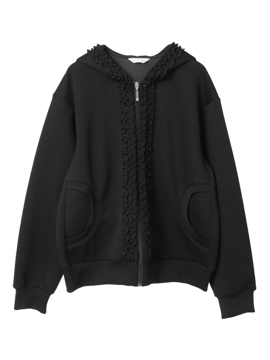 フリル使いカットソーパーカー 詳細画像 クロ 1