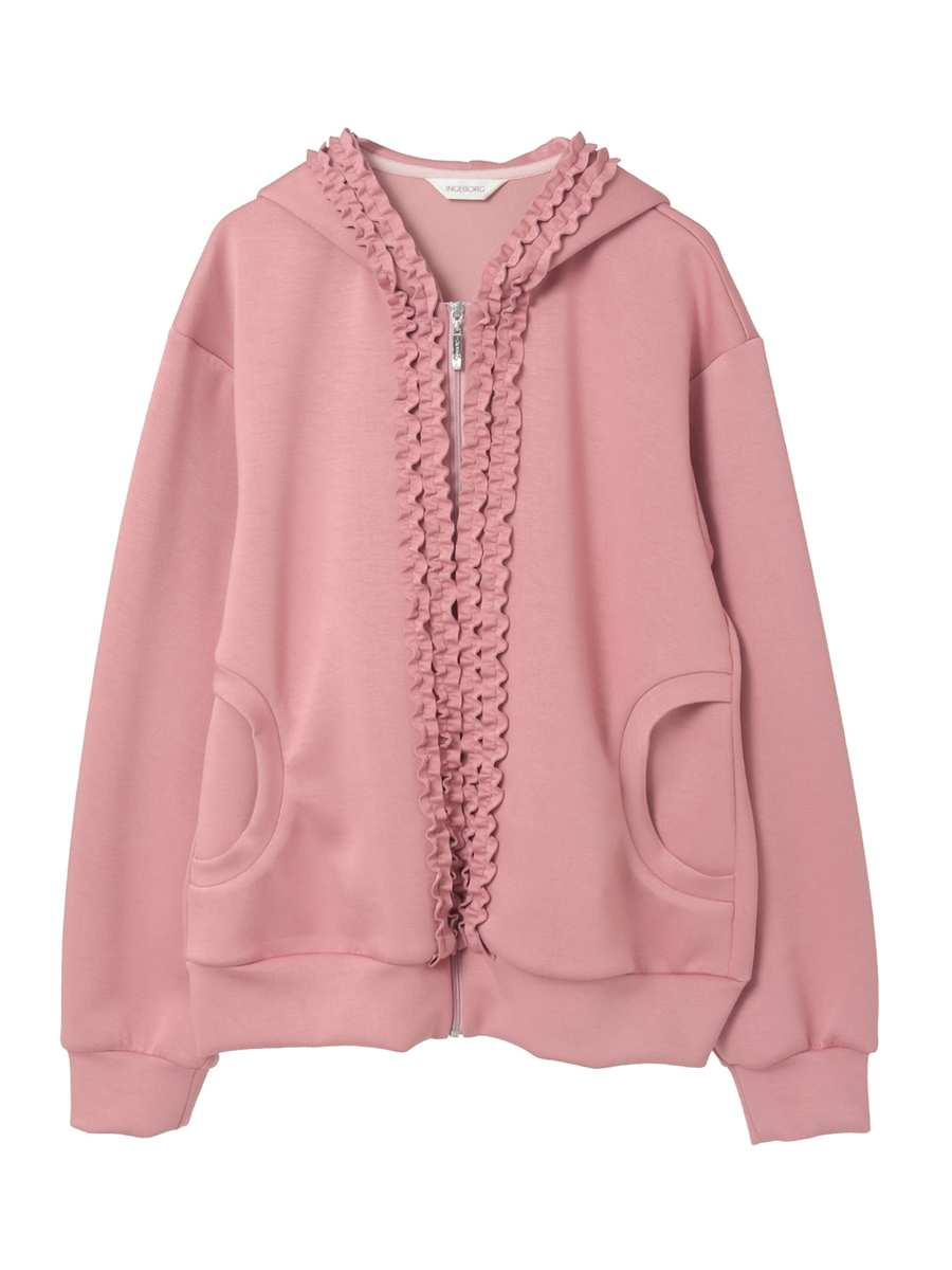 フリル使いカットソーパーカー 詳細画像 ローズ 1