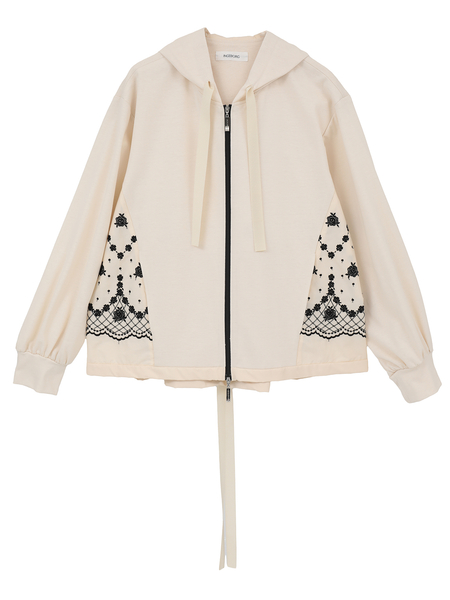 ローズ刺繍使いカットソーパーカー