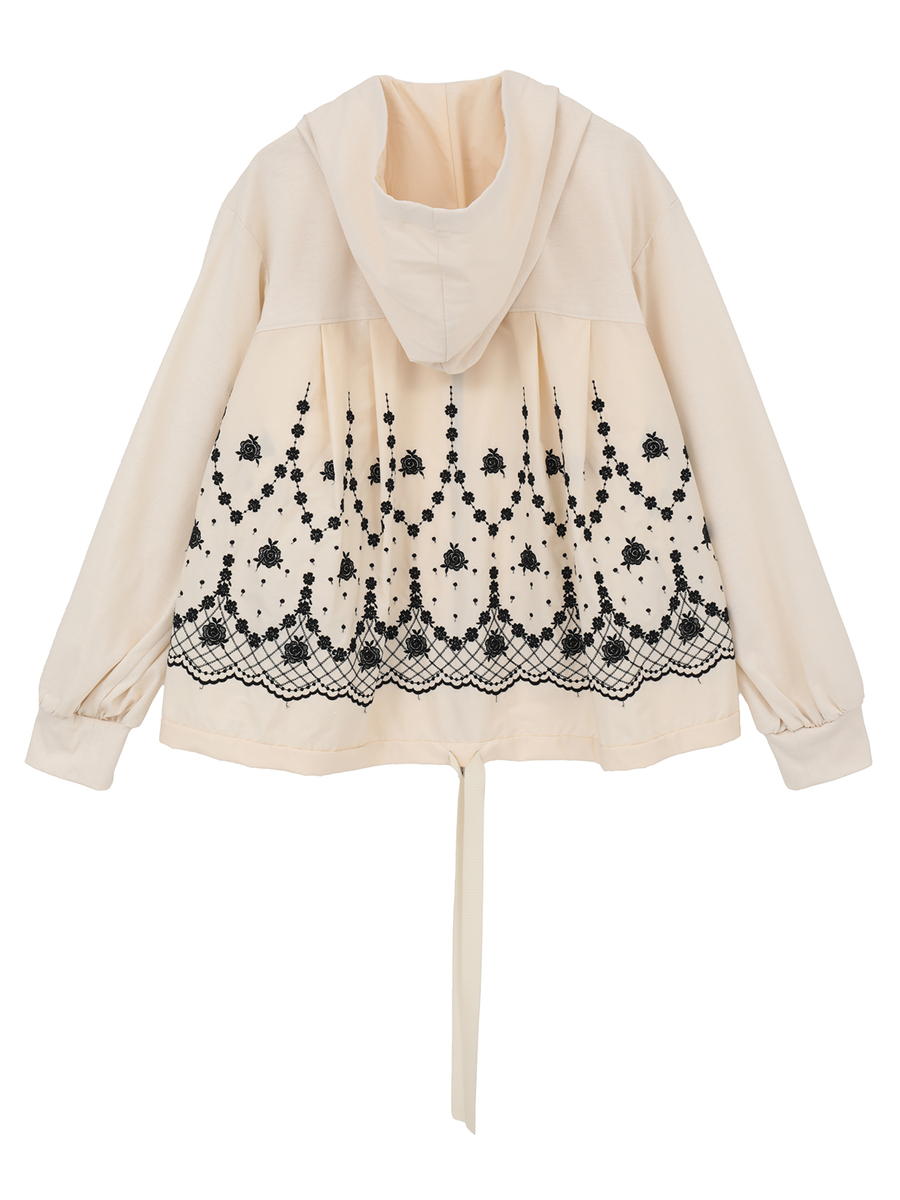 ローズ刺繍使いカットソーパーカー 詳細画像 キナリ 2