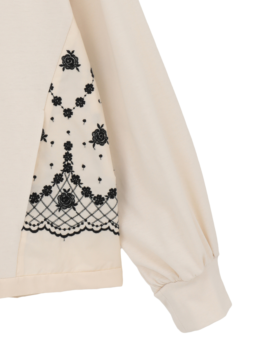 ローズ刺繍使いカットソーパーカー 詳細画像 キナリ 5