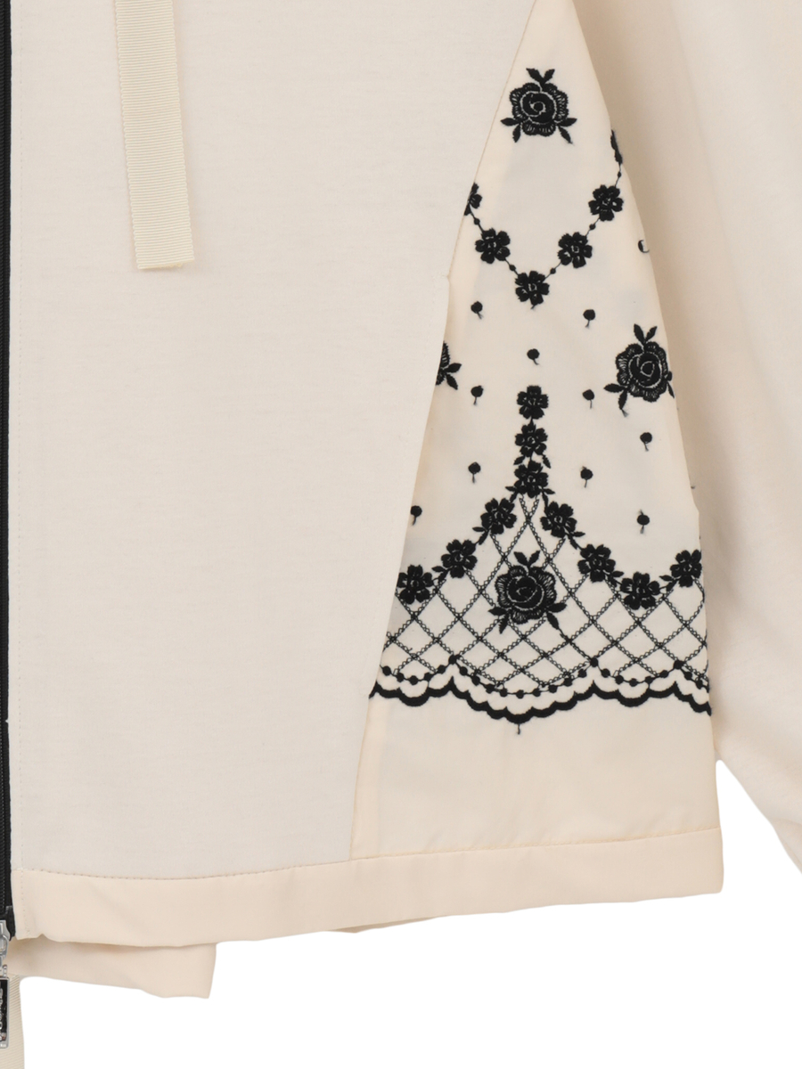 ローズ刺繍使いカットソーパーカー 詳細画像 キナリ 6