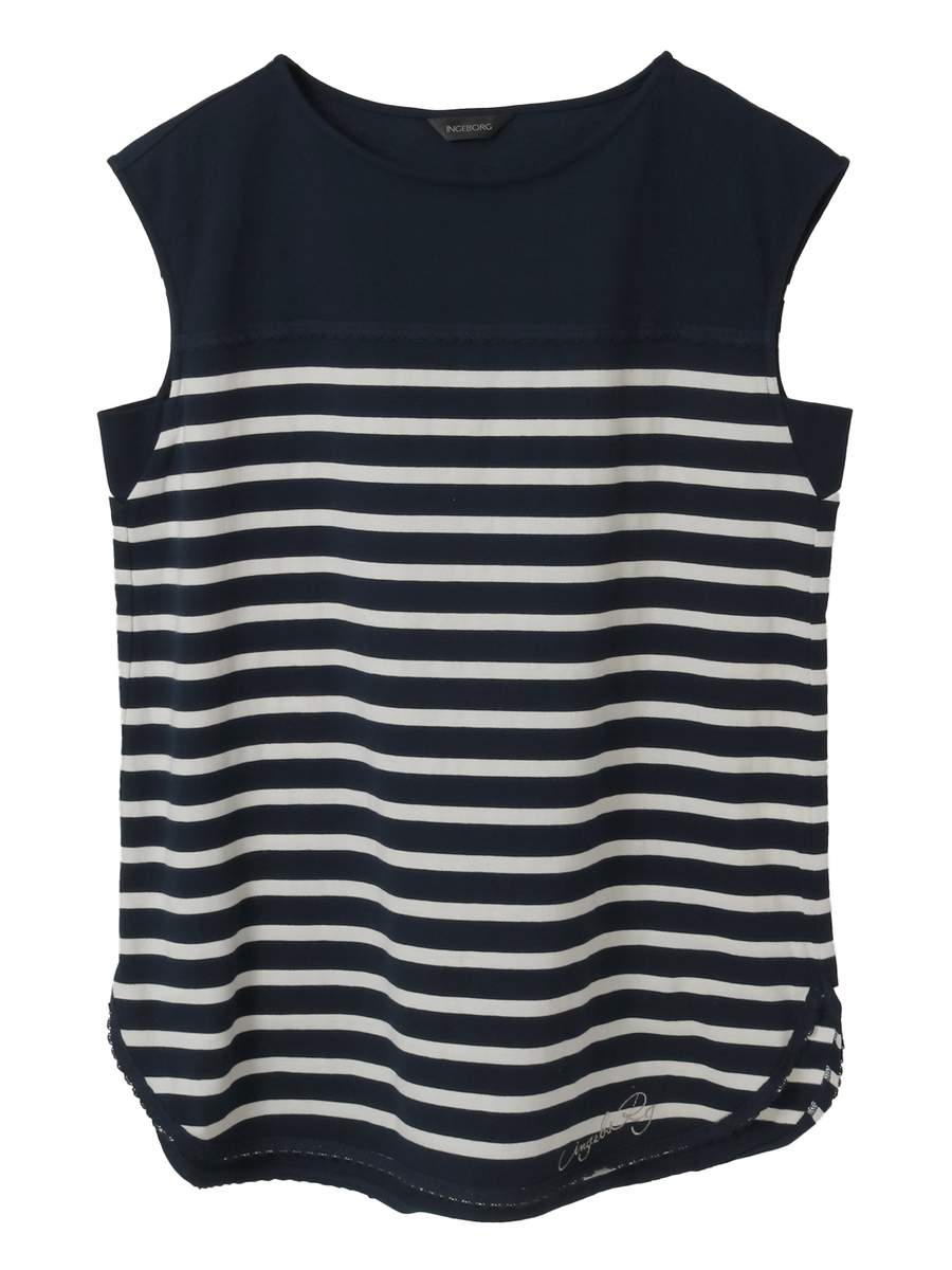 フレンチスリーブボーダーカットソー 詳細画像 ネイビー&times;シロ 1