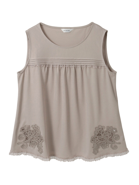 透かしコード刺繍ノースリーブカットソー