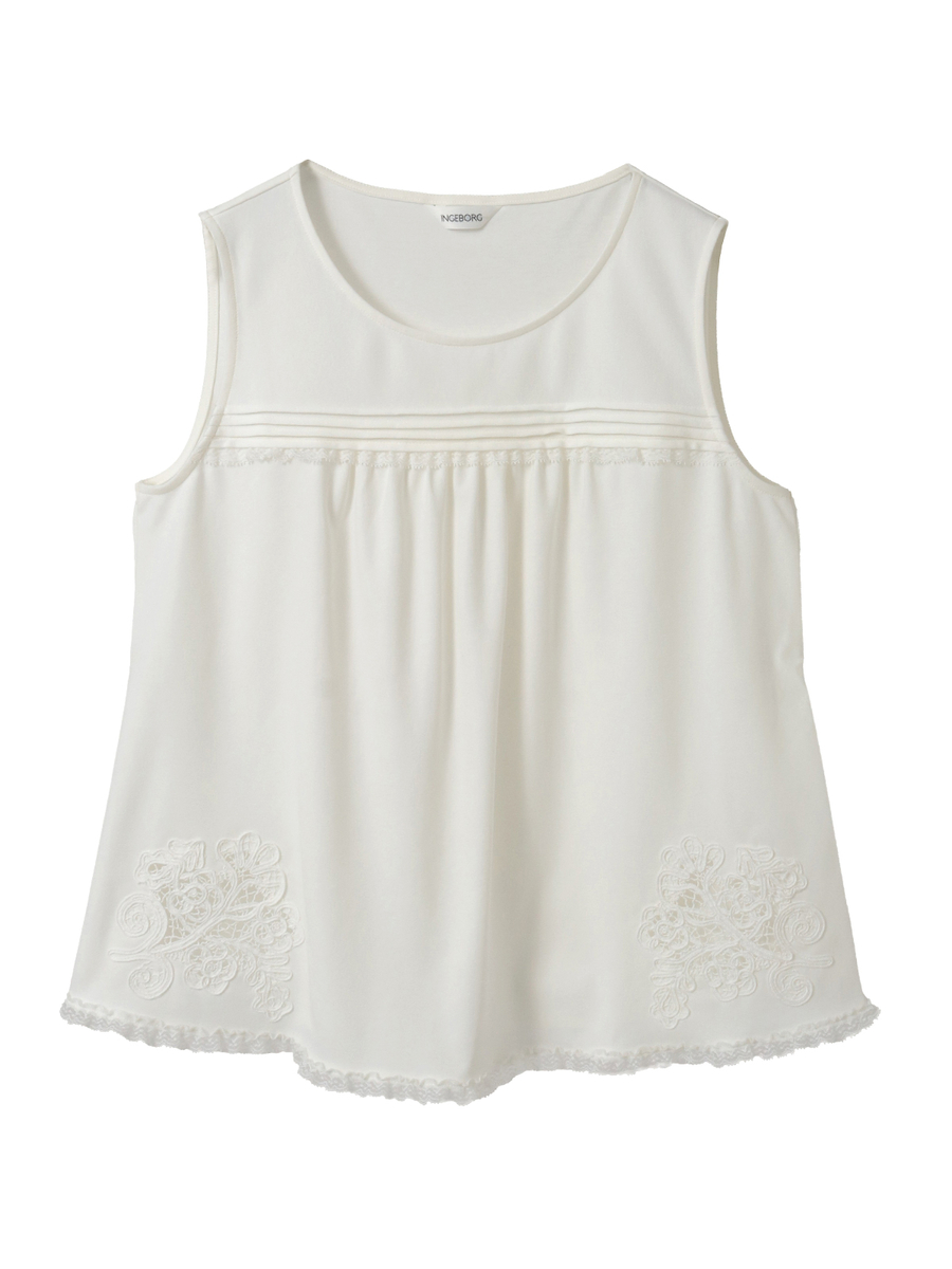 透かしコード刺繍ノースリーブカットソー 詳細画像 シロ 1