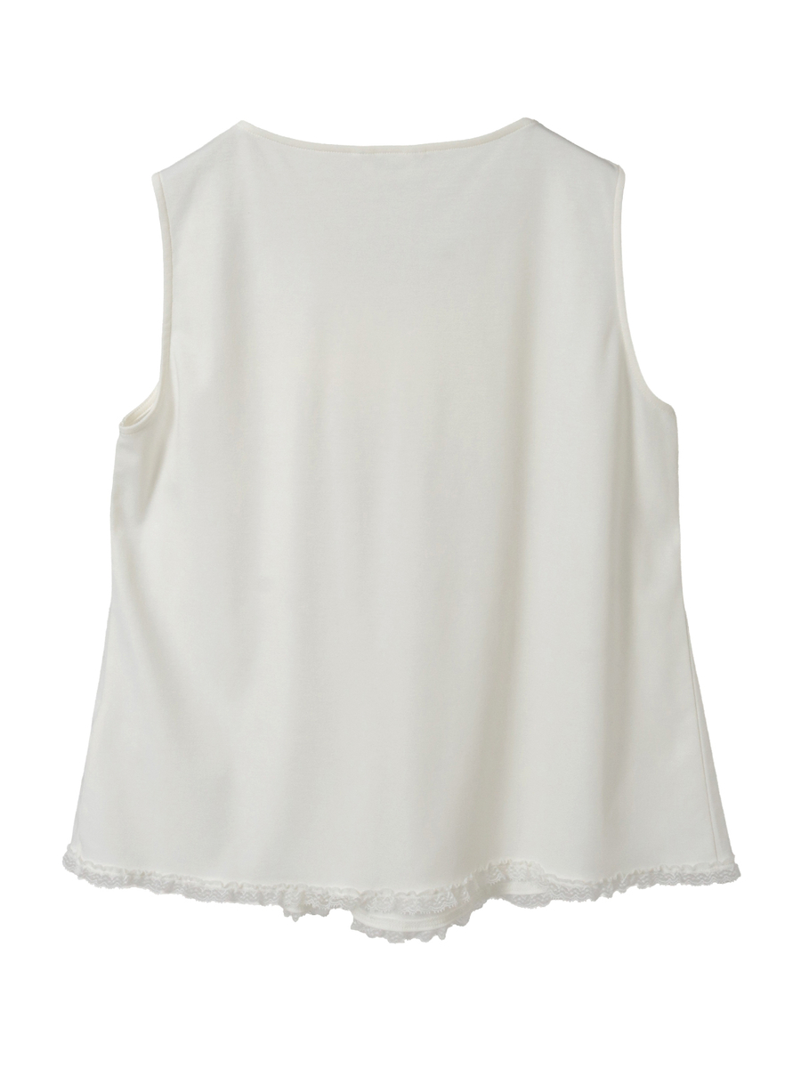 透かしコード刺繍ノースリーブカットソー 詳細画像 シロ 2