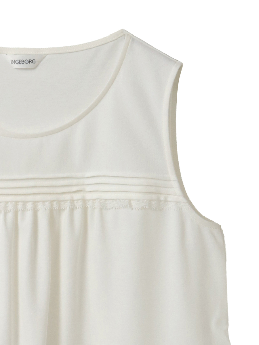 透かしコード刺繍ノースリーブカットソー 詳細画像 シロ 4