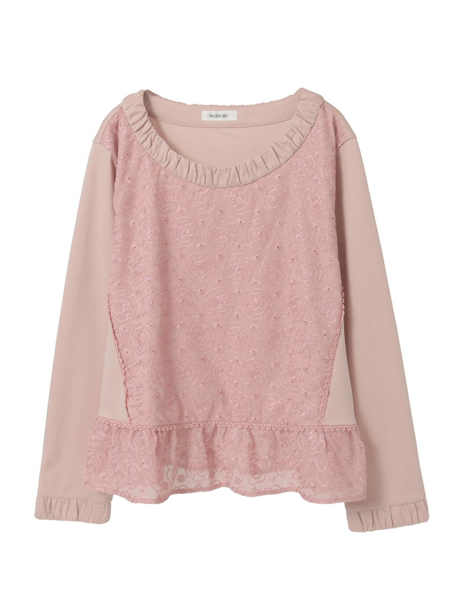 カメリアシフォンレース使いカットソー 詳細画像 ピンク 1