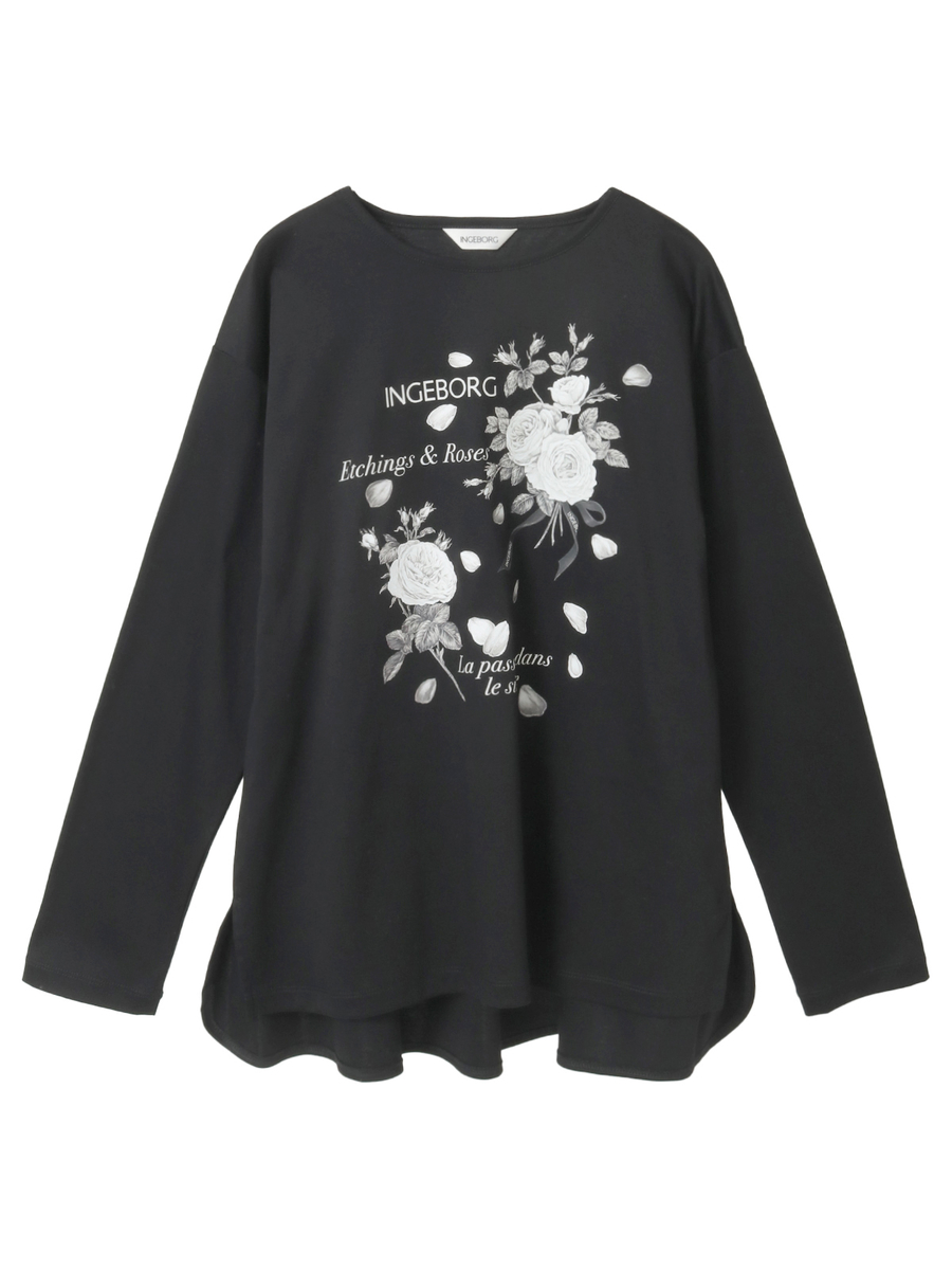 エッチングローズワンポイントpt.カットソー 詳細画像 クロ 1